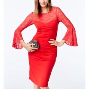 INC petite lace bell sleeve sheath dress
